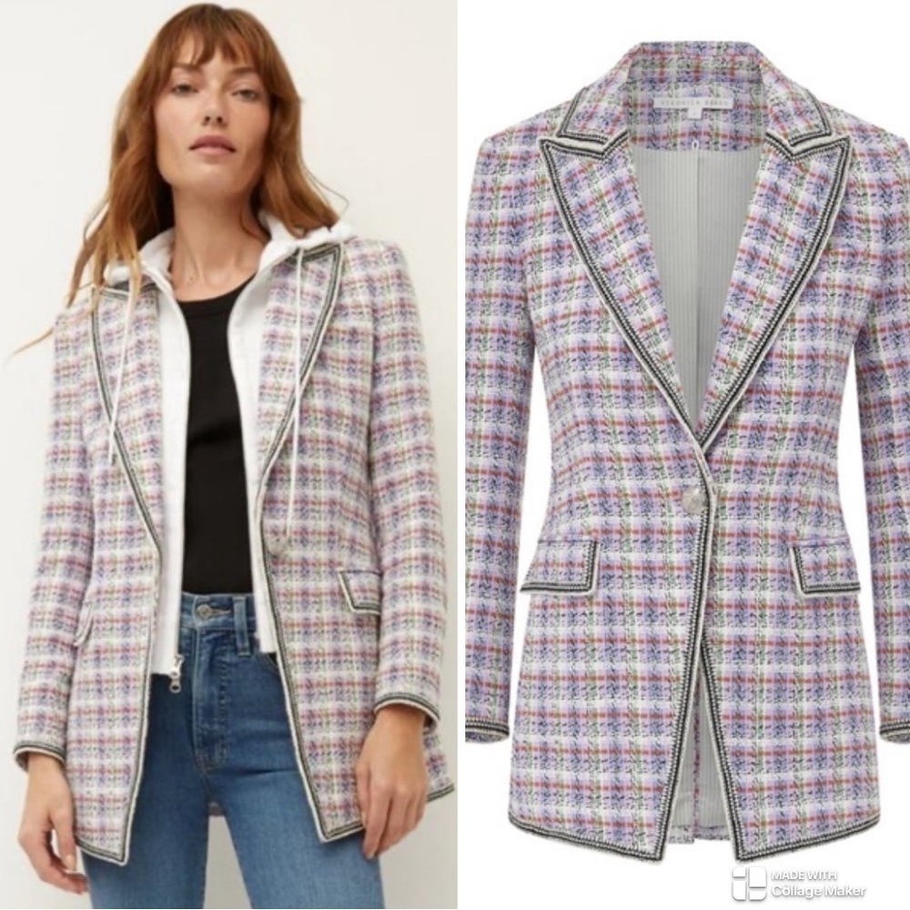 Veronica Beard Etney tweed Dickey blazer jacket in lavender multi